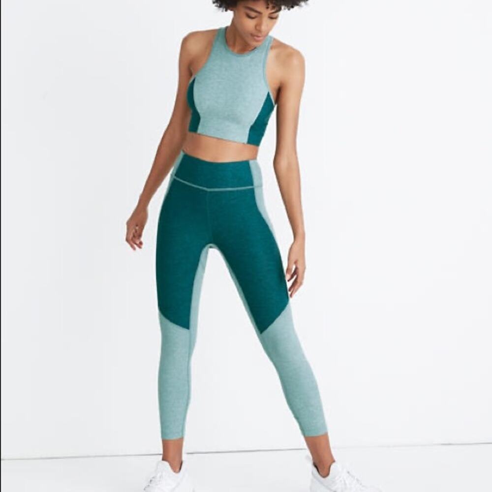 Outdoor Voices X Madewell Blue Colorblock High Rise 3/4 Warmup Leggings Small